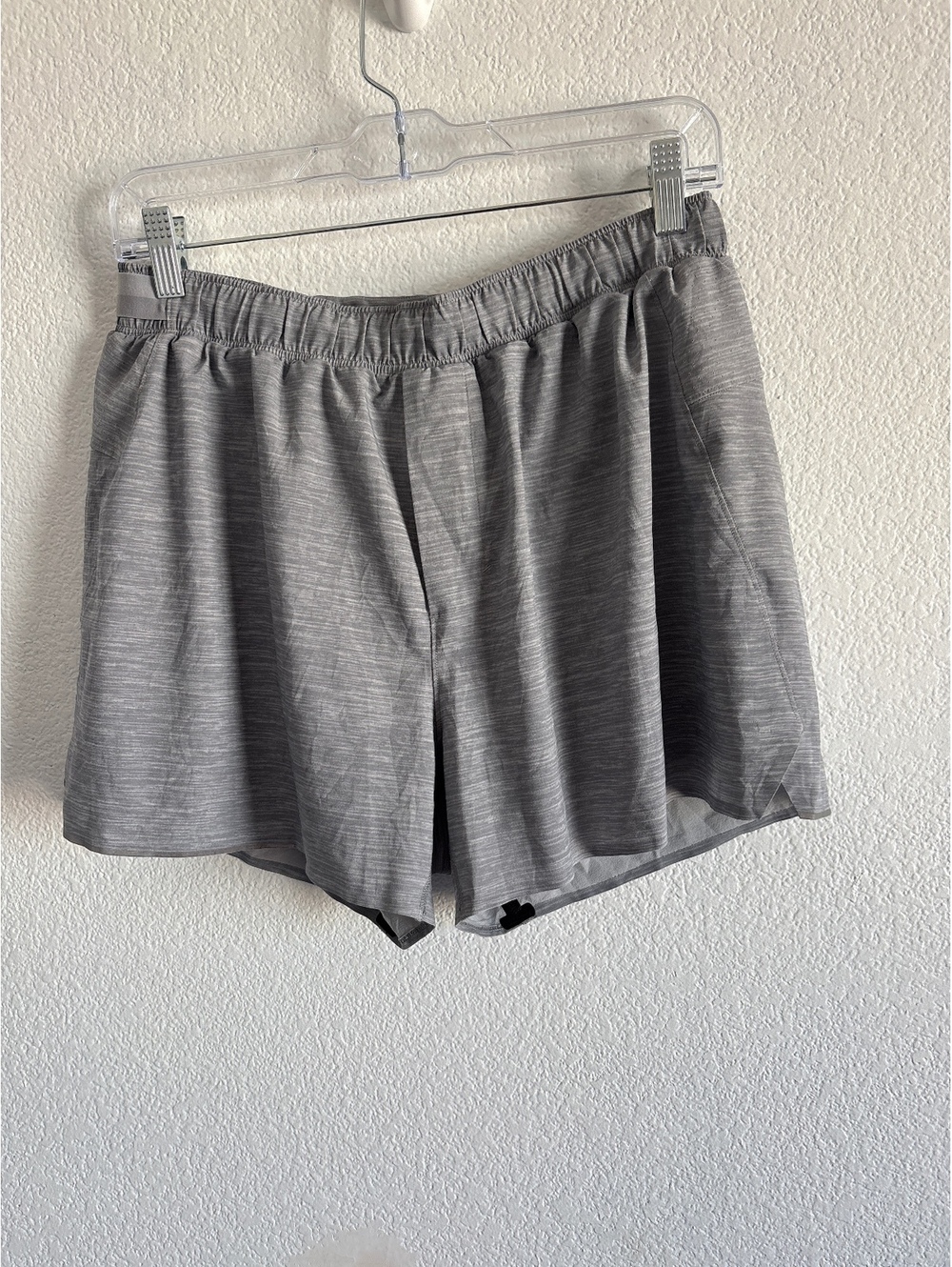 Lululemon Men's Gray Athletic Running Shorts with Inner Liner, Size Large